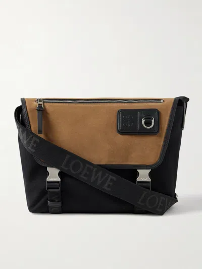 Loewe Medium Flex Messenger In Canvas And Suede For Man In Multi