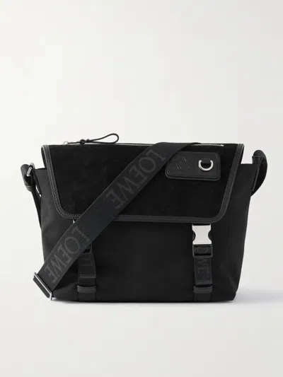 Loewe Mens Black Medium Flex Messenger Canvas And Suede Shoulder Bag