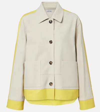 Loewe Light Grey Suede Jacket With Contrasting Inserts In Gray