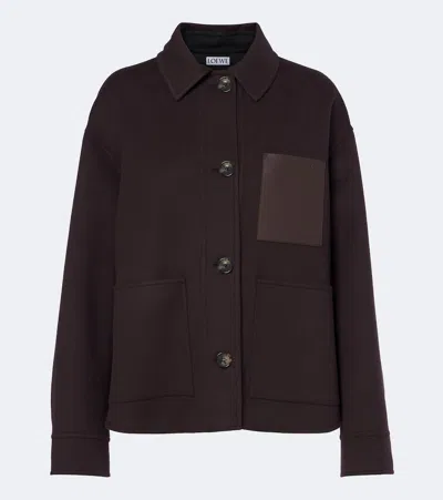 Loewe Leather-trimmed Wool And Cashmere Jacket In Brown