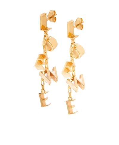 Loewe Letter-charms Plated Drop Earrings In Yellow