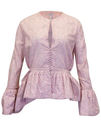 Loewe Liberty Peplum Floral Blouse (authentic Pre-loved) In Purple