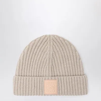 Loewe Light Beige Cashmere Beanie In Neutral