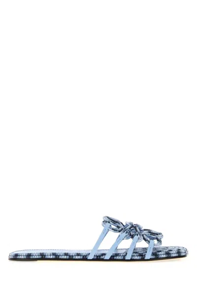 Loewe Light Blue Canvas Paula S Ibiza Petal Anagram Slippers In Multi