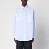Loewe Cotton Shirt With Classic Collar And Embroidered Logo In Light Blue