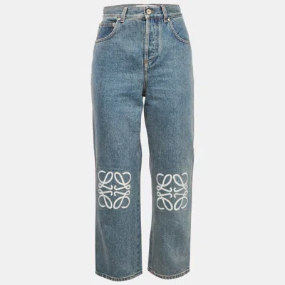 Pre-owned Loewe Light Blue Denim Anagram Detail Straight Leg Jeans M Waist 28"