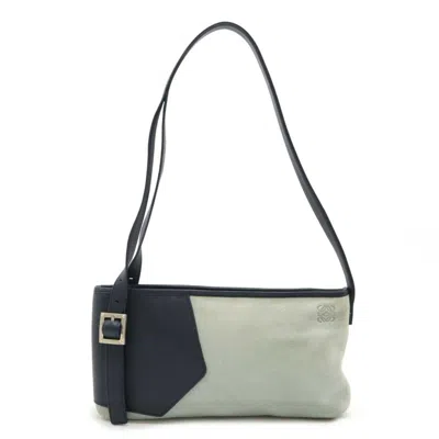Pre-owned Loewe Light Blue Navy Suede Leather Shoulder Bag ()