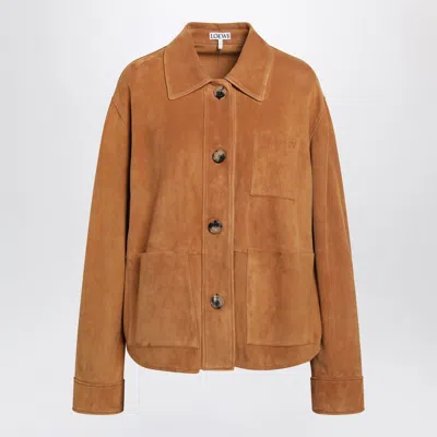 Loewe Light Brown Suede Workwear Jacket In Orange