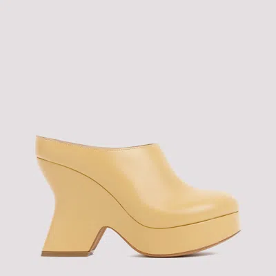 Loewe Terra 110 Curved-heel Leather Heeled Mules In Neutrals