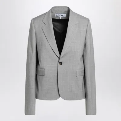 Loewe Light Gray Single-breasted Jacket In Wool Women In Brown