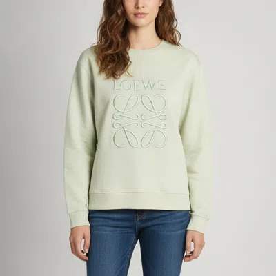 Pre-owned Loewe Light Green Logo Embroidered Cotton Anagram Sweatshirt L