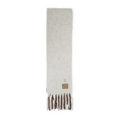 Loewe Women Light Grey Logo Scarf In Brown