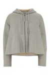 Loewe Suede Hooded Jacket Long Sleeves In Gray