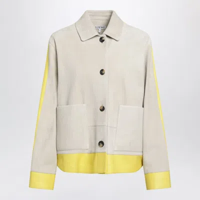 Loewe Light Grey Suede Jacket With Contrasting Inserts In Gray