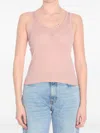 Loewe Womens Light Pink Anagram Ribbed Silk Fine-knit Tank Top Xs