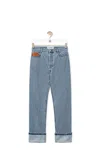 Loewe Lightweight Cotton Fisherman Turn-up Jeans For Men In Light Denim For Fw23 In Blue