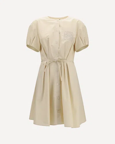 Loewe Lightweight Cotton Poplin Dress In Neutral
