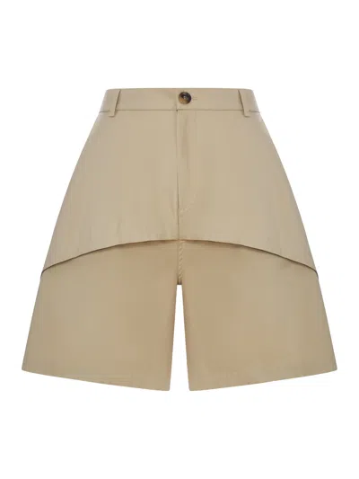 Loewe Lightweight Cotton Shorts With Asymmetric Panel Construction In Neutral
