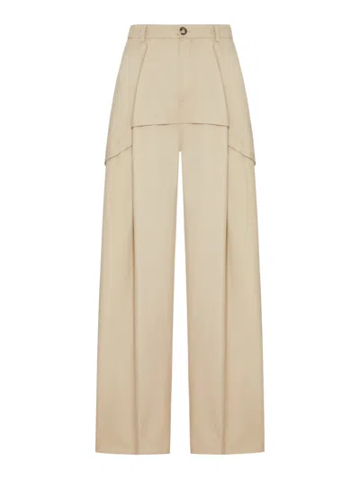 Loewe Lightweight Cotton Trousers With Asymmetric Panel Construction In Gold