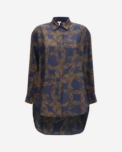 Loewe Lightweight Printed Silk Twill Shirt In Blue