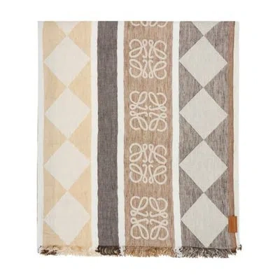 Loewe Linen And Cotton Scarf In Beige