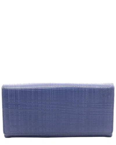 Loewe Linen Bifold Wallet Navy (authentic Pre-loved) In Blue