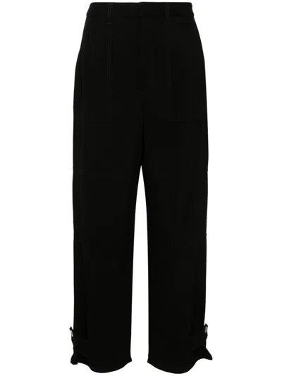 Loewe Linen Blend Cargo Trousers In Black