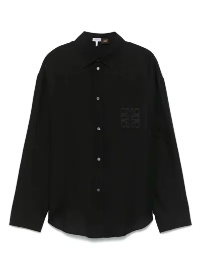 Loewe Linen Blend Shirt In Black