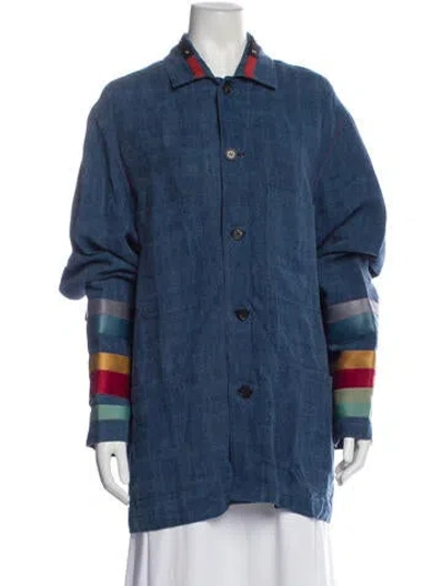 Pre-owned Loewe Linen Denim Jacket In Blue