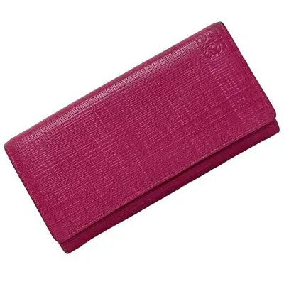 Pre-owned Loewe Linen Gold Pink Leather Long Wallet (bi-fold) () In Multi