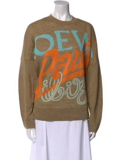 Pre-owned Loewe Linen Graphic Print Sweater In Neutral