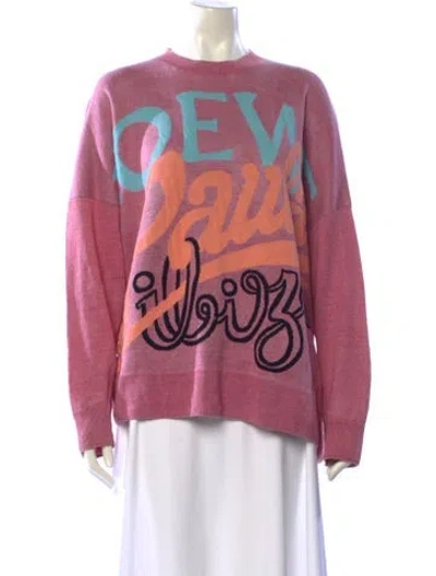 Pre-owned Loewe Linen Graphic Print Sweater In Pink