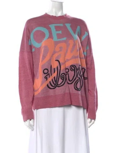 Pre-owned Loewe Linen Graphic Print Sweater In Pink