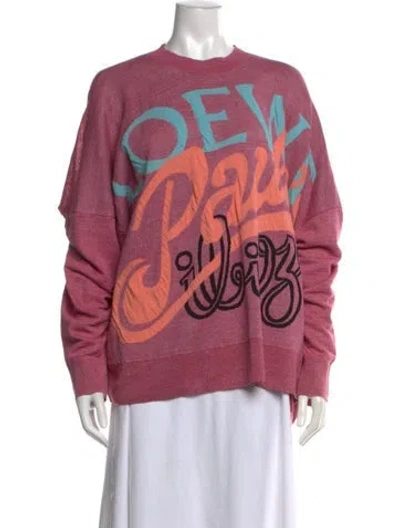 Pre-owned Loewe Linen Graphic Print Sweater In Pink