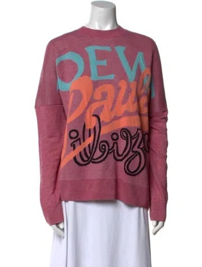Pre-owned Loewe Linen Graphic Print Sweatshirt In Pink
