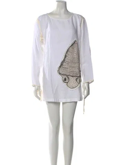 Pre-owned Loewe Linen Graphic Print Tunic In Neutral