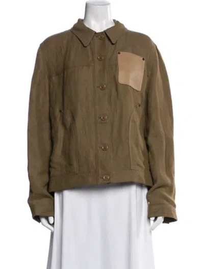 Pre-owned Loewe Linen Jacket In Green