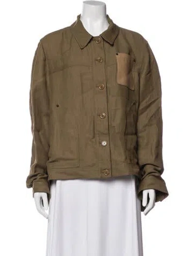 Pre-owned Loewe Linen Jacket In Green