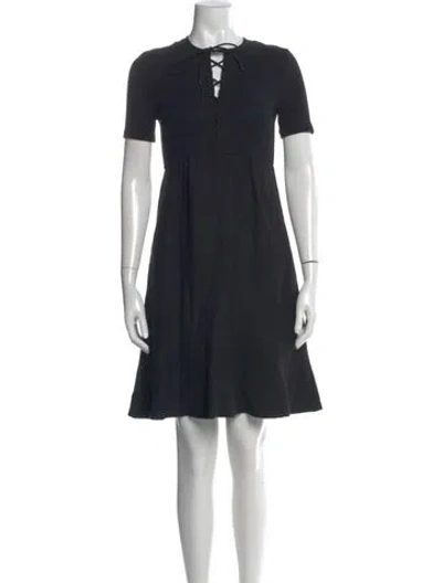 Pre-owned Loewe Linen Knee-length Dress In Black