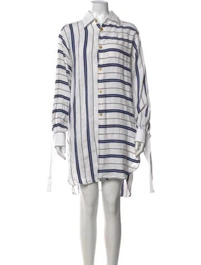 Pre-owned Loewe Linen Knee-length Dress In Blue/white