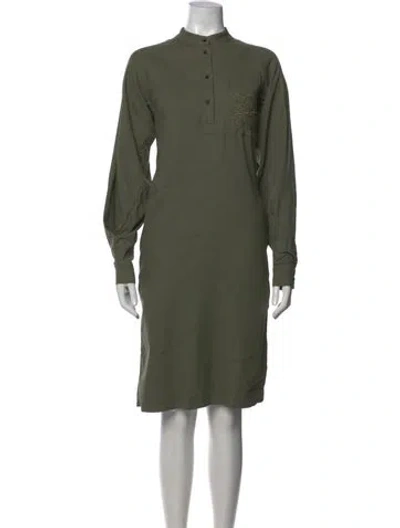 Pre-owned Loewe Linen Knee-length Dress In Green