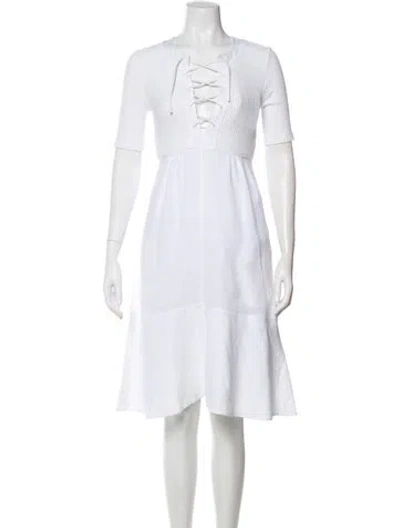 Pre-owned Loewe Linen Knee-length Dress In White