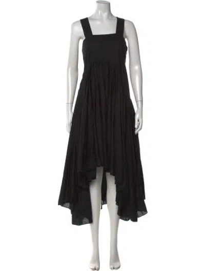 Pre-owned Loewe Linen Long Dress In Black