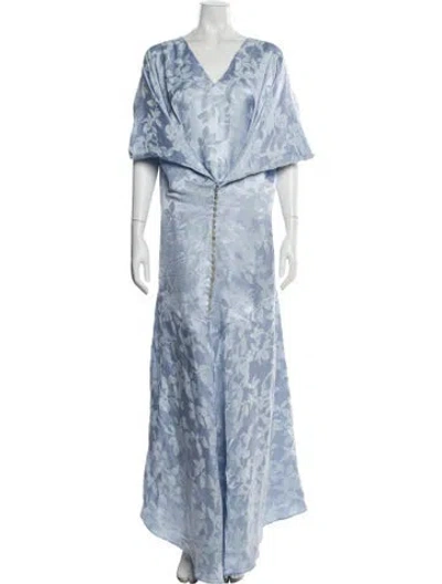 Pre-owned Loewe Linen Long Dress In Blue