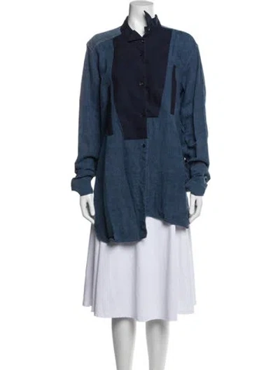 Pre-owned Loewe Linen Long Dress In Blue