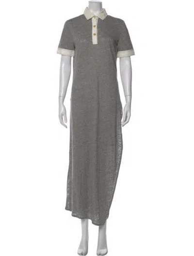 Pre-owned Loewe Linen Long Dress In Gray