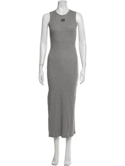 Pre-owned Loewe Linen Long Dress In Grey