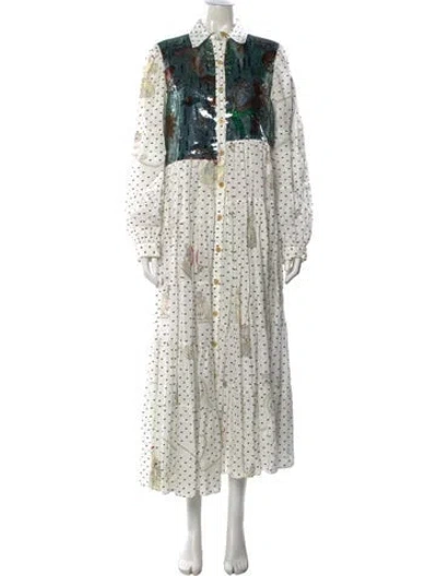 Pre-owned Loewe Linen Long Dress In White