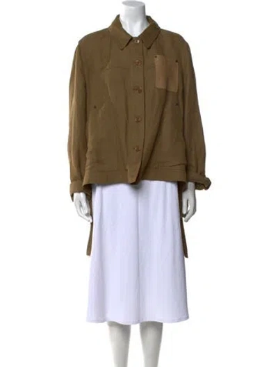 Pre-owned Loewe Linen Long Sleeve Button-up Top In Green