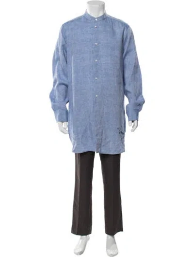 Pre-owned Loewe Linen Long Sleeve Shirt In Blue